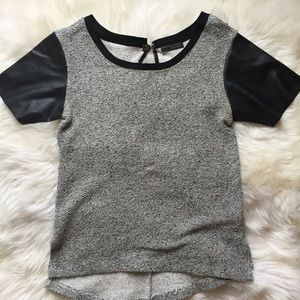 Zara // Boucle & 'Leather' Top