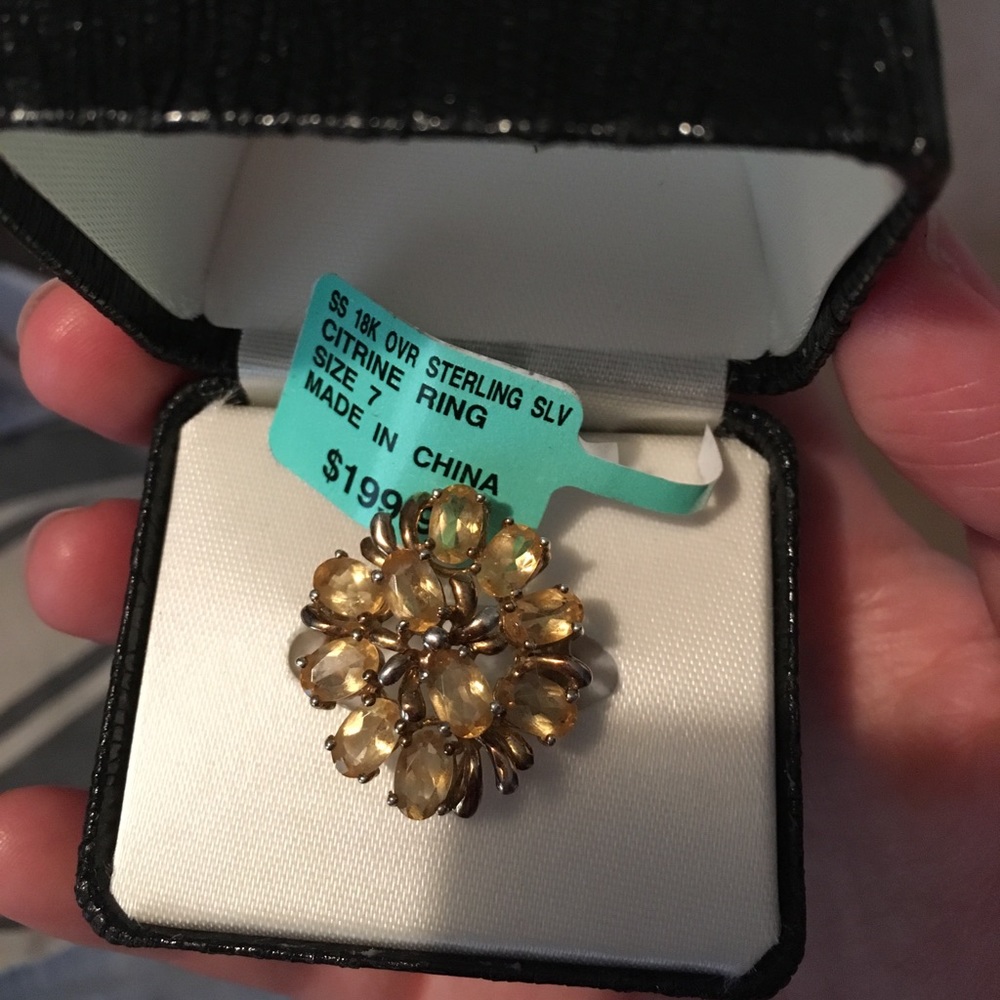 sterling silver citrine ring w/ citrine bracelet