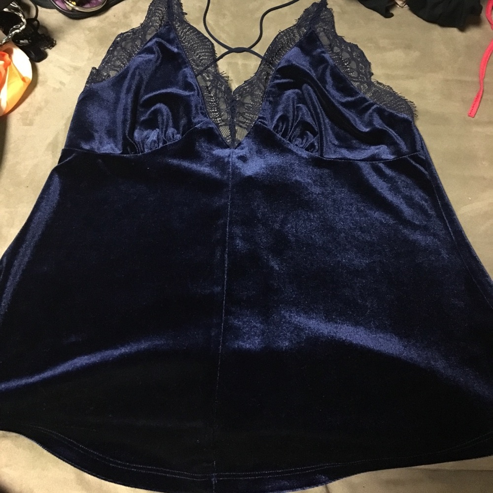 Navy blue velvet tank top