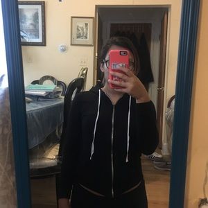 Love culture black string zip up hoodie