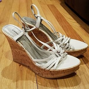 White wedge sandals