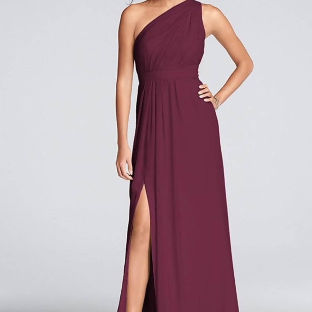 David's Bridal One-Shoulder dress (Wine)