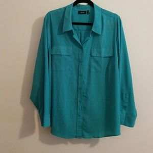 Green button down blouse