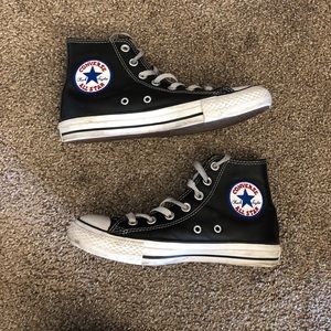 Black Leather High top Converse