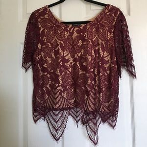 Express Lace Short Sleeve Crop Top