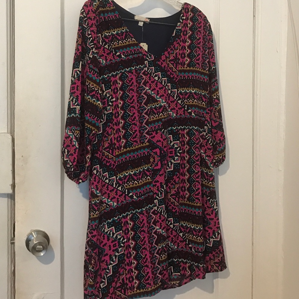 Aztec print shift dress
