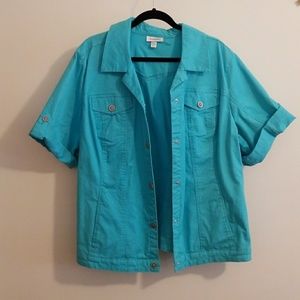Heavy cotton spandex button down shirt