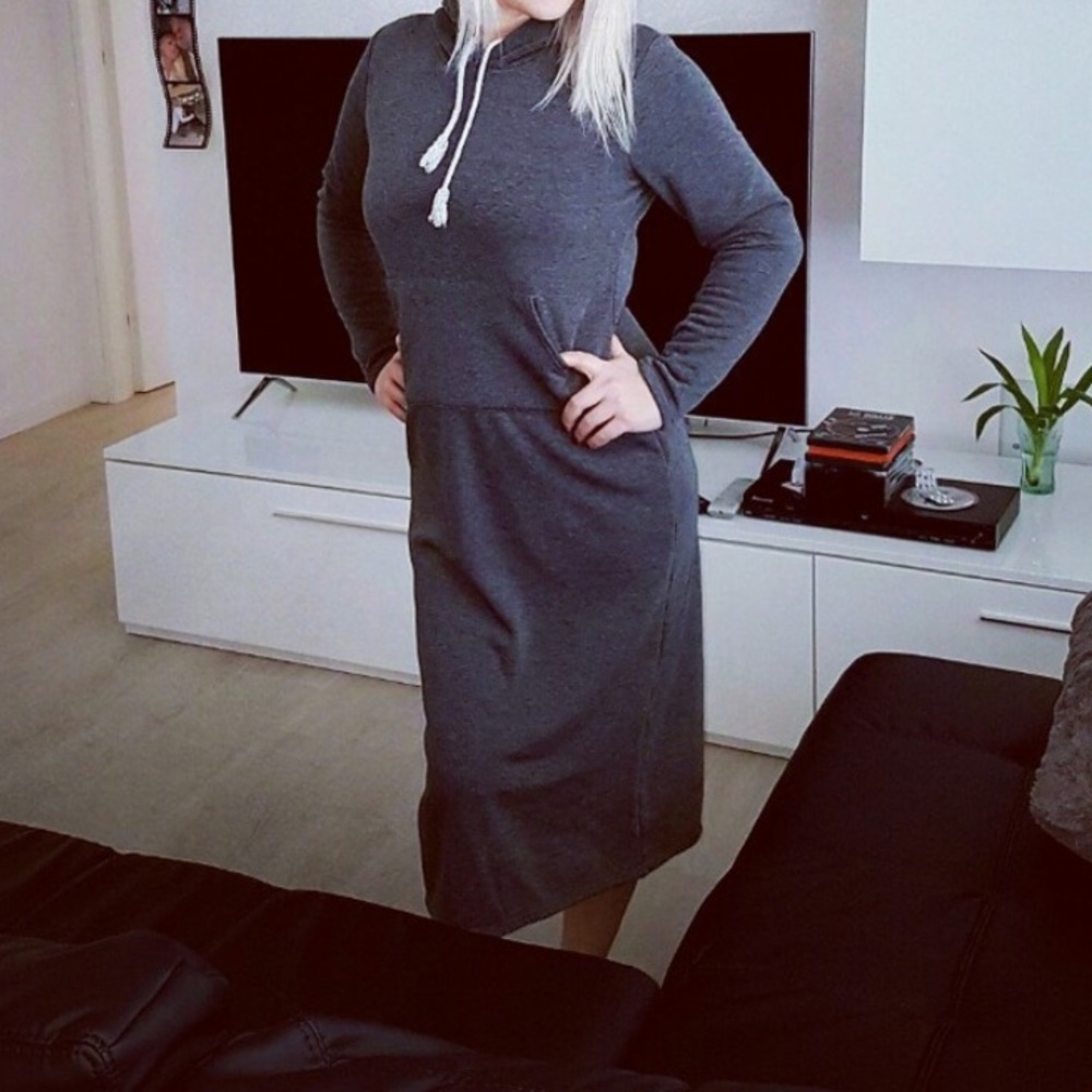 🆕Hoodie Sweatshirt Dress Gray - Picture 2 of 3