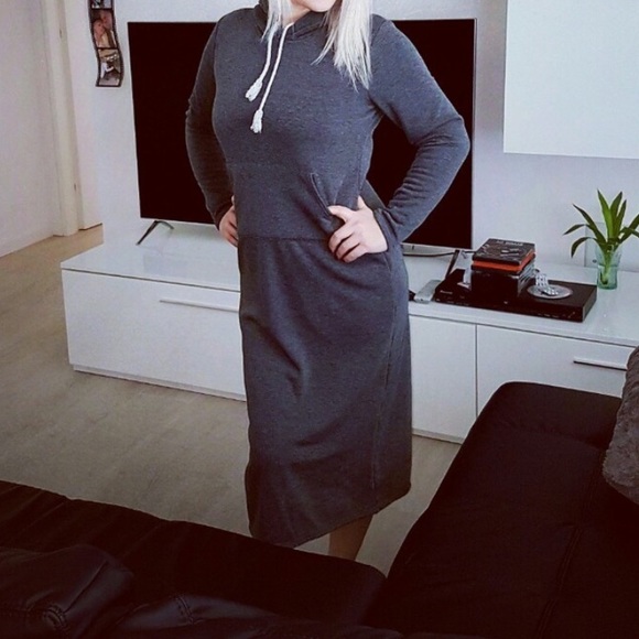 ๐Hoodie Sweatshirt Dress Gray - Picture 2 of 3