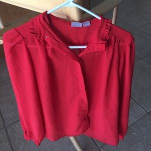 Red striped light button down shirt