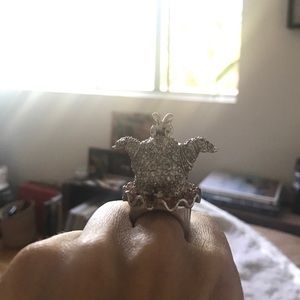 Silver Hippo Crystal Ring w/ Bowl + Pink Tutu