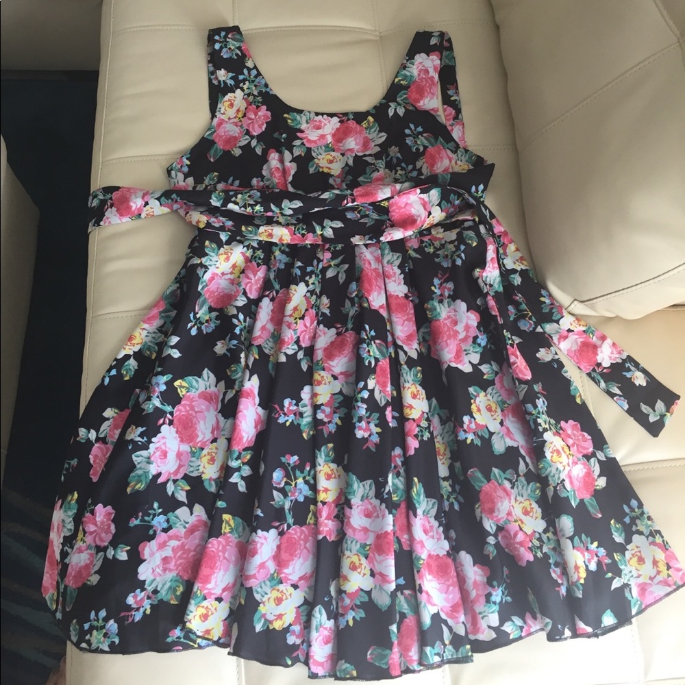 Dress black with flowers