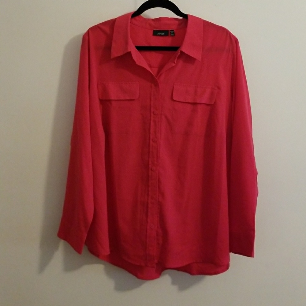 Rich pink button down top