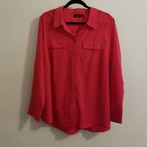Rich pink button down top