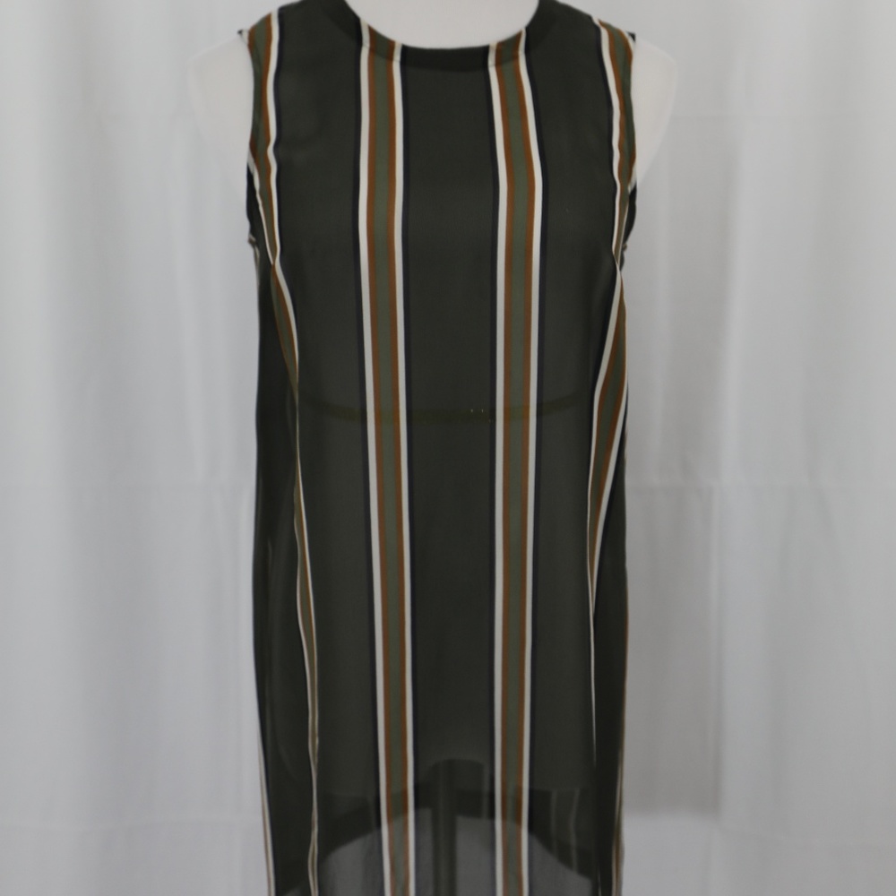 Theory - Olive Vertical Stripes Tank - Small