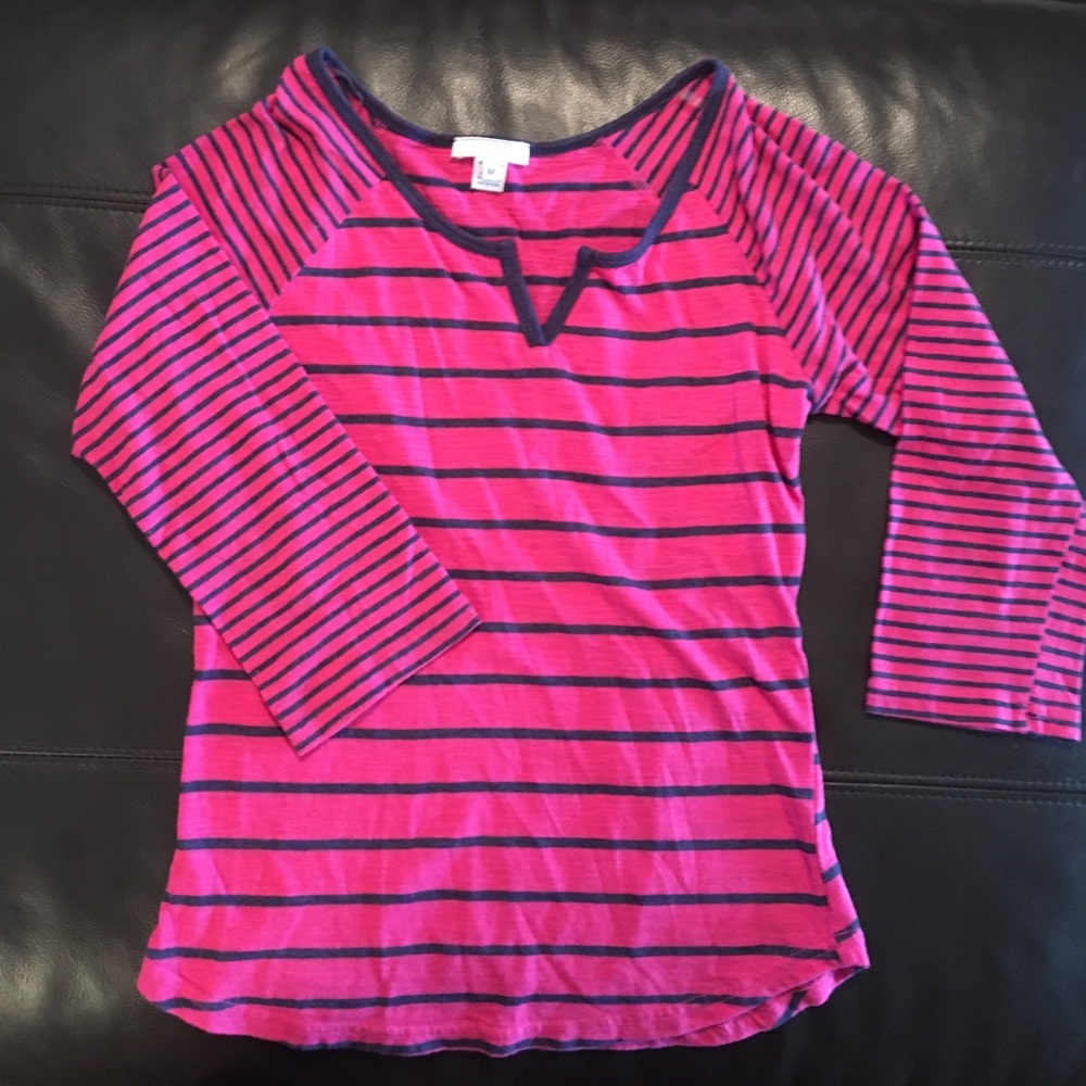 dELiA's pink and blue striped shirt