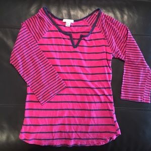 dELiA's pink and blue striped shirt