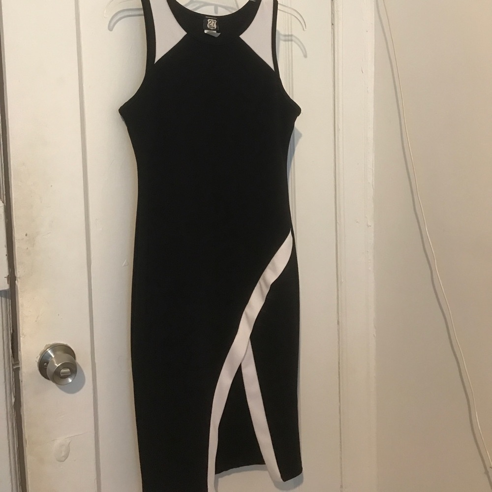 Black and white midi dress