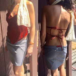 Reversible Red Suede Tie atop