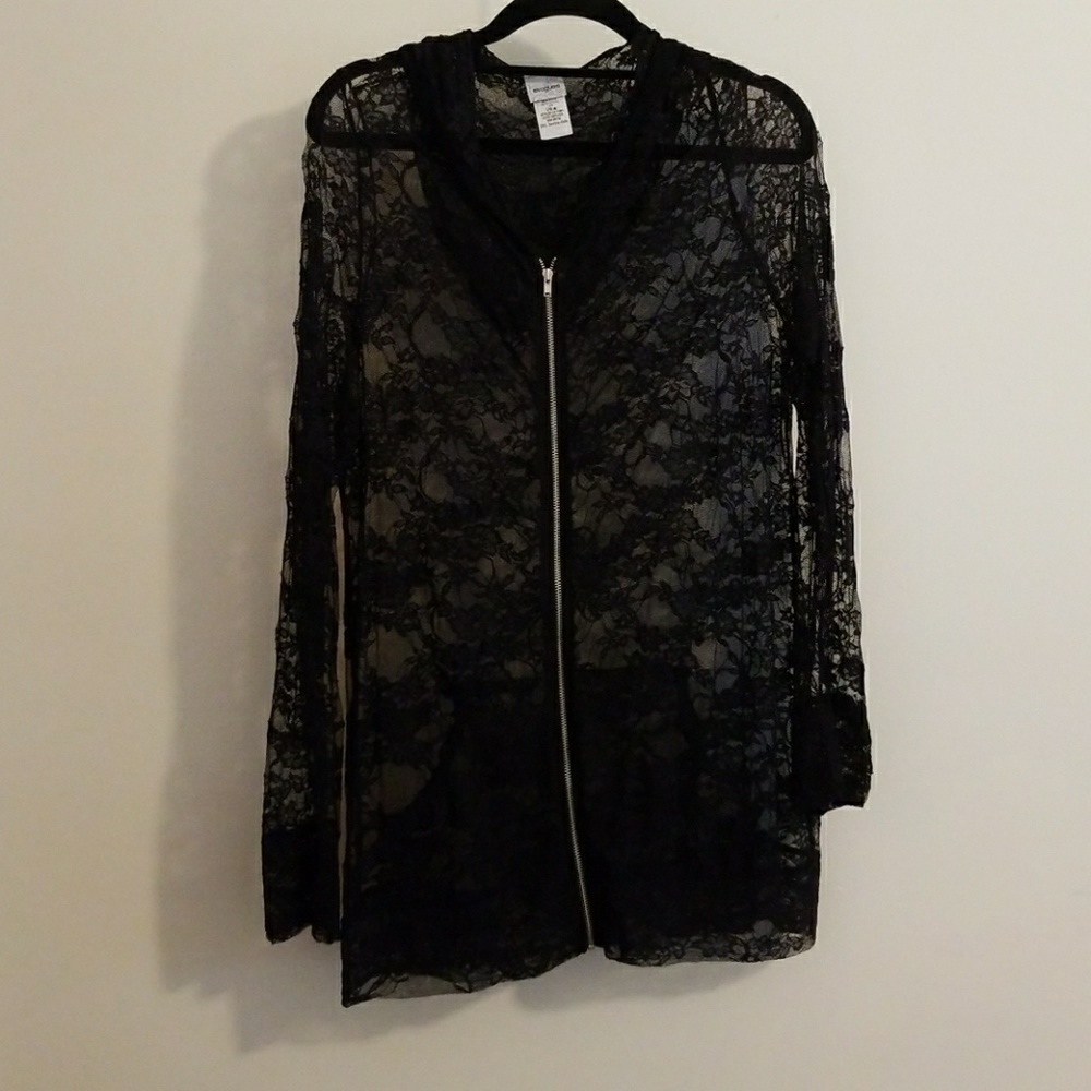 Beautiful lace zippered and hooded jacket