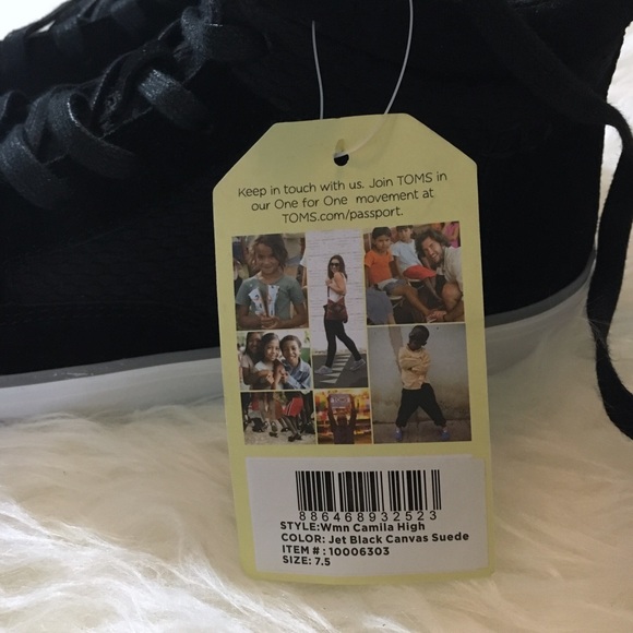 HP🎉 TOM’S NWT Camila High jet black canvas suede - Picture 5 of 8