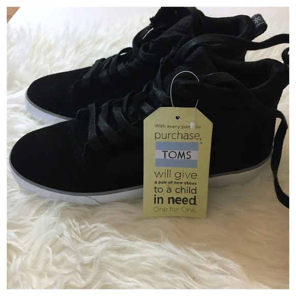 HP🎉 TOM’S NWT Camila High jet black canvas suede - Picture 6 of 8