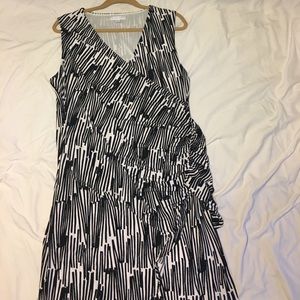 Black as white faux wrap midi dress new york & co