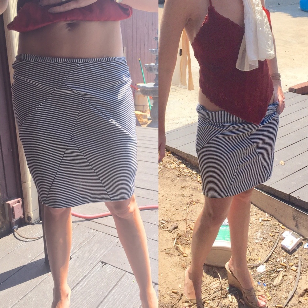 Black and white stripe pencil skirt