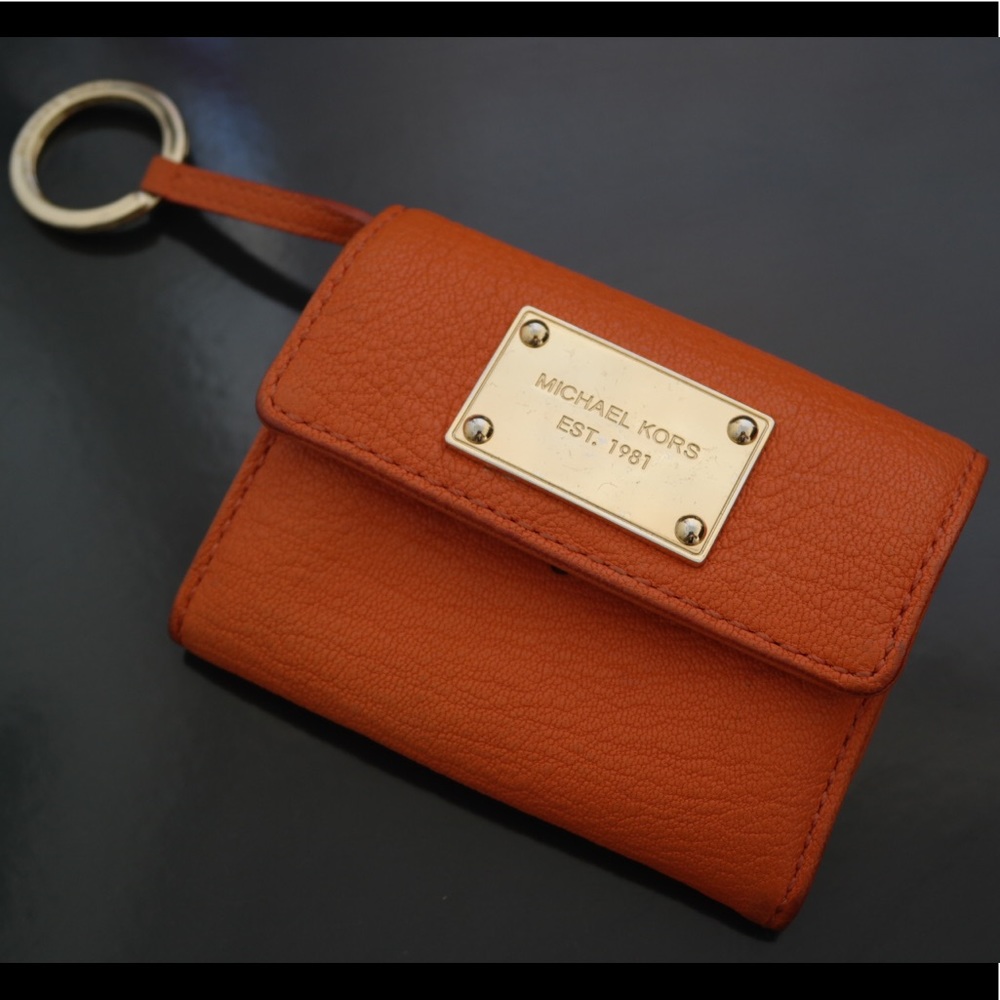 Orange Genuine Leather Michael Kors Wallet