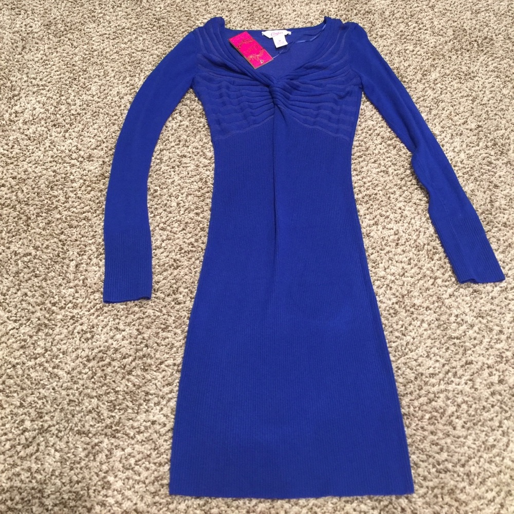 Royal blue sweater dress
