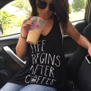 "Life Begins After Coffee" Sharkbite Graphic Tank