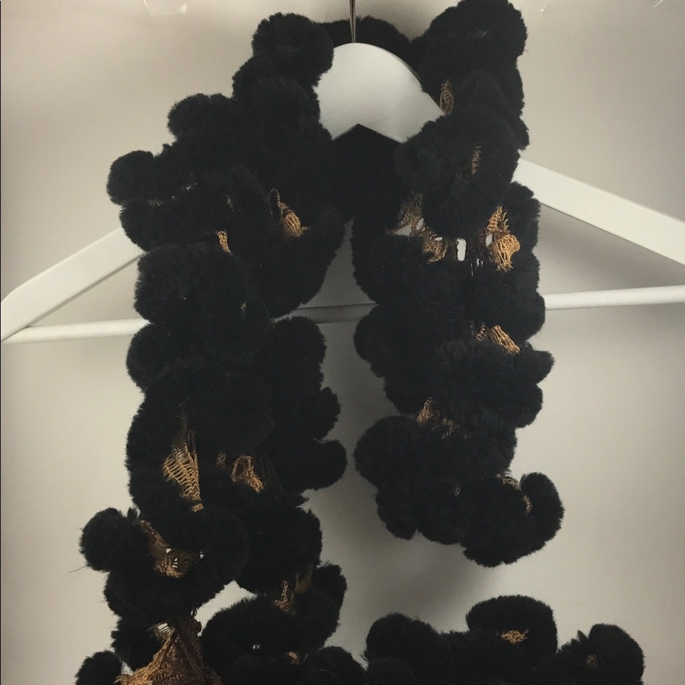 Black and Gold Faux Fur Scarf