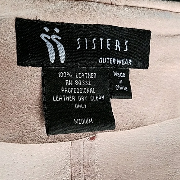 Soft pink buttery suede jacket w/ laser-cut Collar - Picture 6 of 8