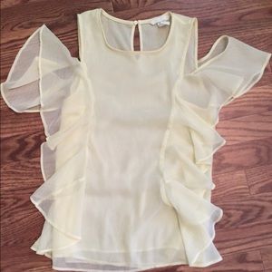 H&M YELLOW COLD SHOULDER FLARE TOP