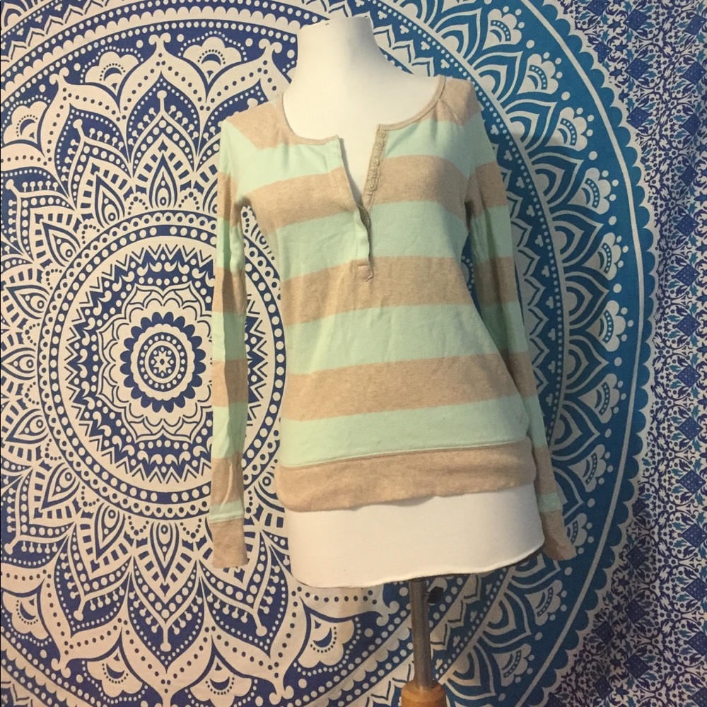 Long Sleeve Mint Cream Striped Shirt