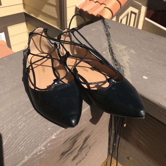 City Classified Shoes - || Pointed Toe Lace-Up Flats ||
