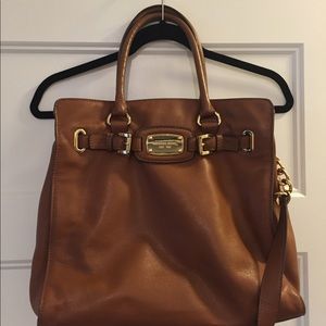 Brown Michael Kors tote with gold detailing