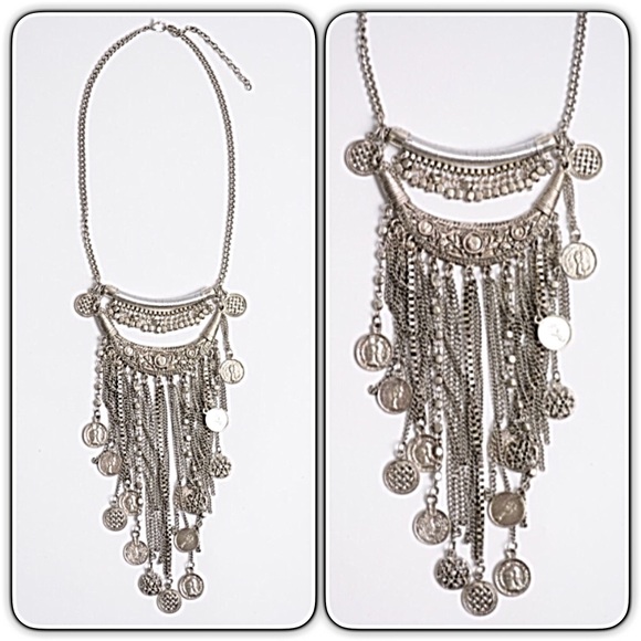 Bohemian Chic Silver Statement Necklace - Picture 4 of 6