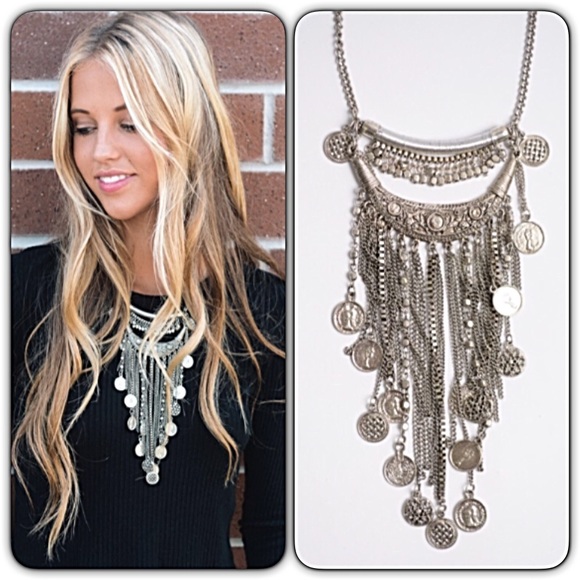 Bohemian Chic Silver Statement Necklace - Picture 5 of 6