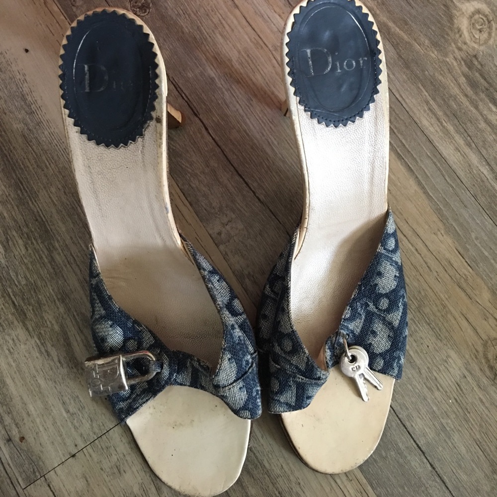Dior denim  slide with heel