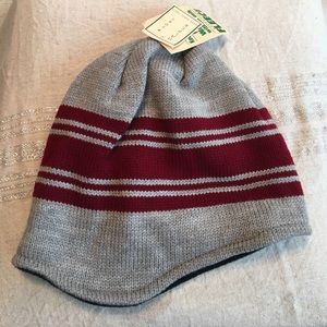 NWT Fleece Lined Red Striped Snowboard Beanie