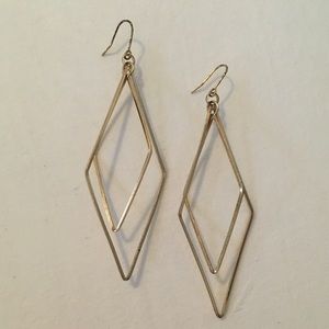 Geometric dangle earrings, gold toned