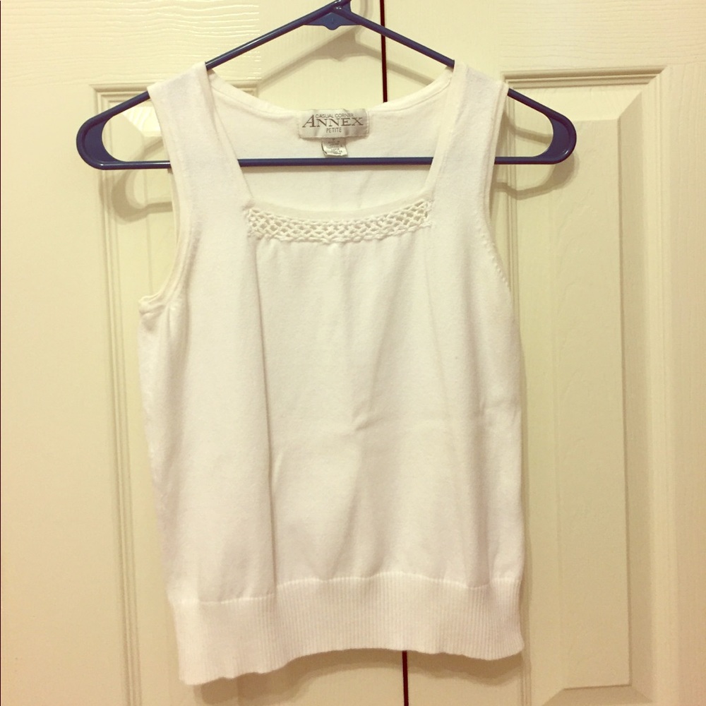 Casual Corner White Eyelet Sleeveless Blouse