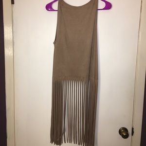 Tan fringe vest