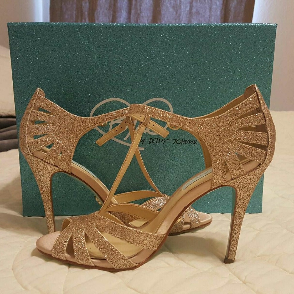 Blue by Betsey Johnson strappy sparkle heels