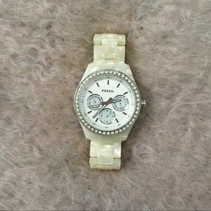 Women's Fossil White Shell Watch