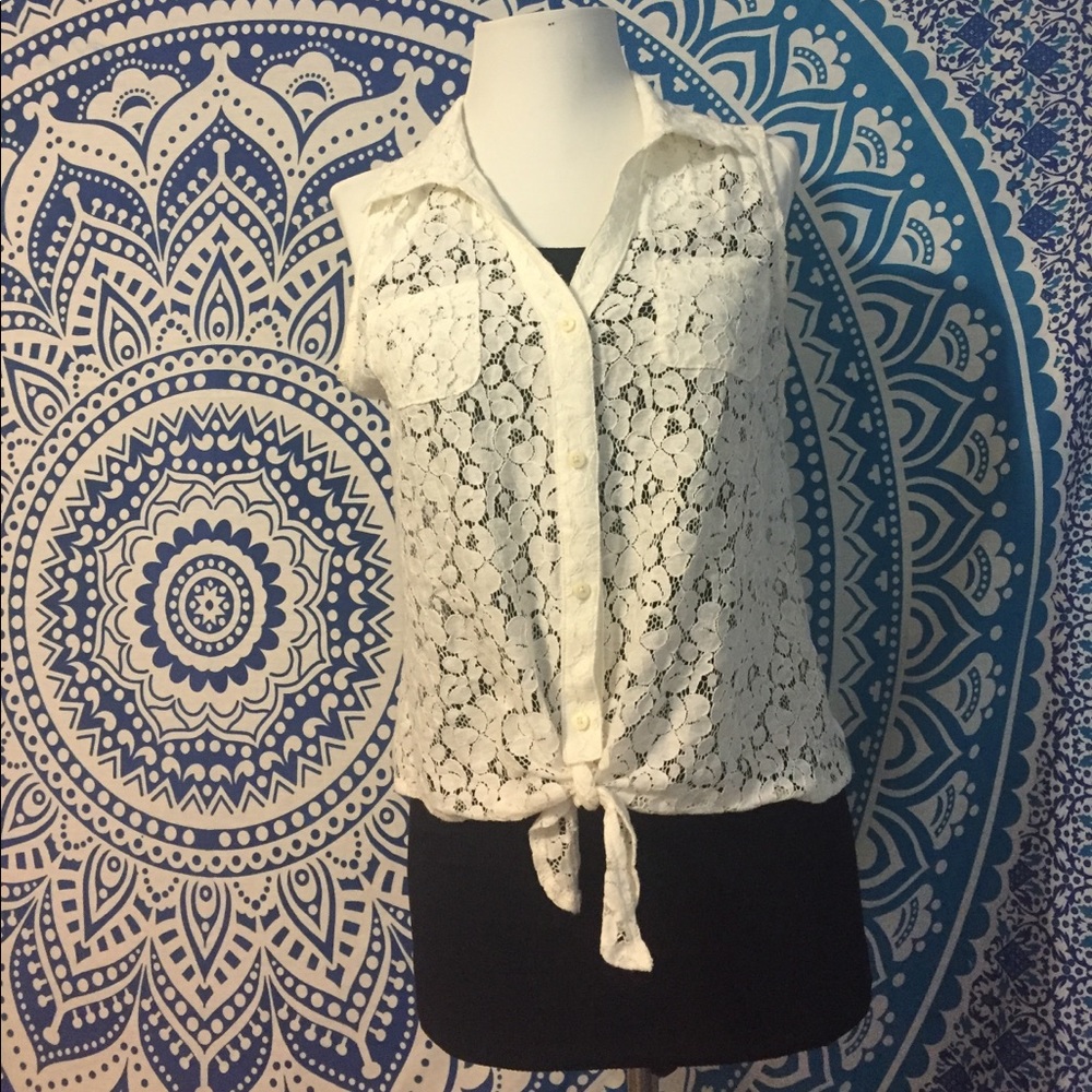 Lace Button Down Top