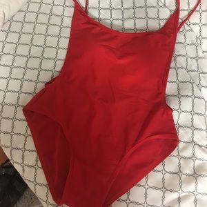 Red one piece swimsuit