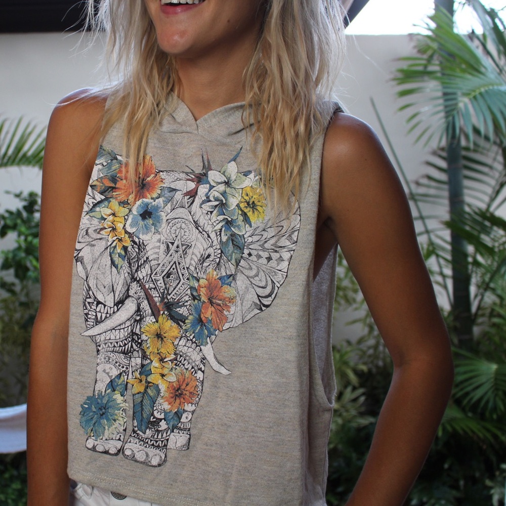 Gray Elephant Sleeveless Hoodie