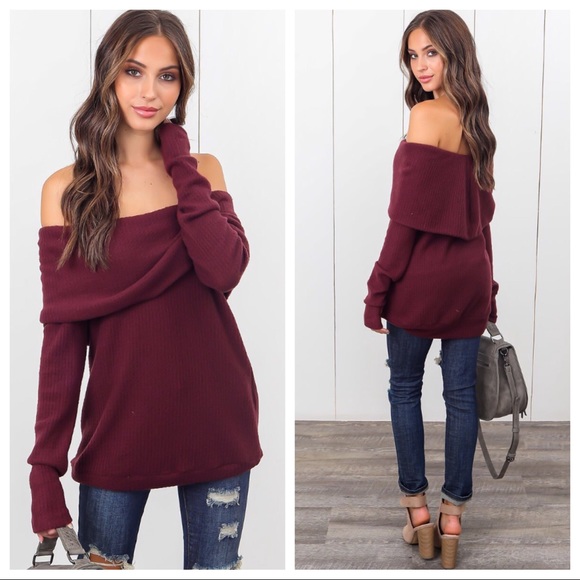 Fold Over Rib Knit Top - Picture 2 of 4